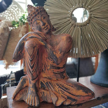 Load image into Gallery viewer, Resting Buddha Statue Red Wood - bohemian-beach-house
