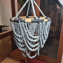 Load image into Gallery viewer, Wood Beaded Chandelier in Aqua
