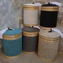 Load image into Gallery viewer, Round Beaded Medium Storage Boxes Bamboo in Black
