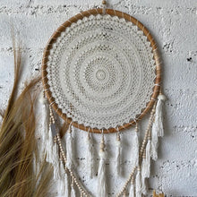 Load image into Gallery viewer, Dream Catcher Macrame with Tassels in White Medium

