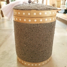 Load image into Gallery viewer, Round Beaded Medium Storage Boxes Bamboo in Silver
