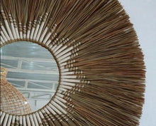 Load image into Gallery viewer, Straw Grass Woven Mirror in Tan and White

