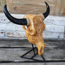 Load image into Gallery viewer, Medium Resin Hand Carved Cow Skull in Tan
