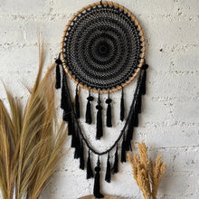 Load image into Gallery viewer, Dream Catcher Macrame with Tassels in Black Medium
