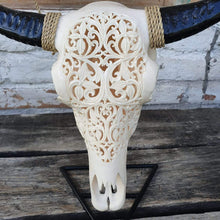 Load image into Gallery viewer, Medium Resin Hand Carved Cow Skull in Ivory
