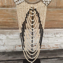 Load image into Gallery viewer, Beaded strands &amp;  Cowrie Shell Necklace Decor with stand Black and Natural - bohemian-beach-house
