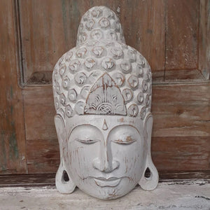 White Wash Buddha Head Mask Large