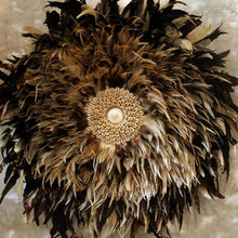 Load image into Gallery viewer, JUJU Hat Feather &amp; Coffee Bean Cowrie Shell Decor Light Brown - bohemian-beach-house
