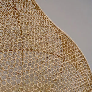 Handmade Moroccan Raffia Knotted Pendant Lamp Shade in Tan Medium