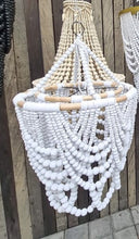 Load image into Gallery viewer, Wood Beaded Chandelier in White
