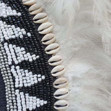 Load image into Gallery viewer, White Feather and Beads Tribal Papua Necklace Stand Black / White - bohemian-beach-house
