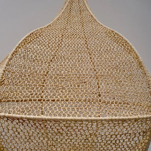 Handmade Moroccan Raffia Knotted Pendant Lamp Shade in Tan Medium