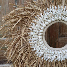 Load image into Gallery viewer, Large Tribal Shell Raffia Necklace &amp; Stand - bohemian-beach-house
