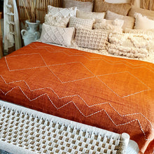 Load image into Gallery viewer, Hand Stitched Throw Blanket in Moroccan Tangerine
