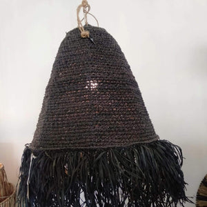 Natural Grass Large Cone Lamp Shade in Natural - bohemian-beach-house