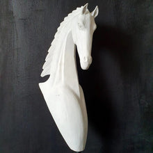 Load image into Gallery viewer, Hand carved Wooden Horse Head Statue in White
