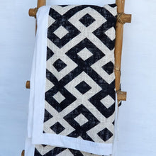 Load image into Gallery viewer, Black and White Diamond Bed Runner with White Edge
