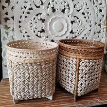 Load image into Gallery viewer, Rattan Baskets with Cowrie Shells in Natural
