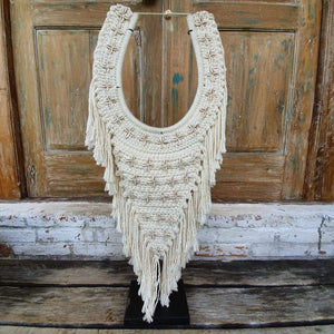 Macrame Cowrie Shell Necklace Decor with stand - bohemian-beach-house
