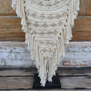 Macrame Cowrie Shell Necklace Decor with stand - bohemian-beach-house