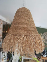Load image into Gallery viewer, Natural Grass Large Cone Lamp Shade in Black - bohemian-beach-house
