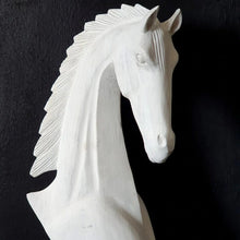 Laden Sie das Bild in den Galerie-Viewer, Hand carved Wooden Horse Head Statue in White
