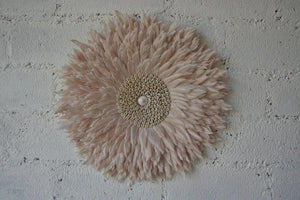 JUJU Hat Feather & Cowrie Shell Decor Blush Pink