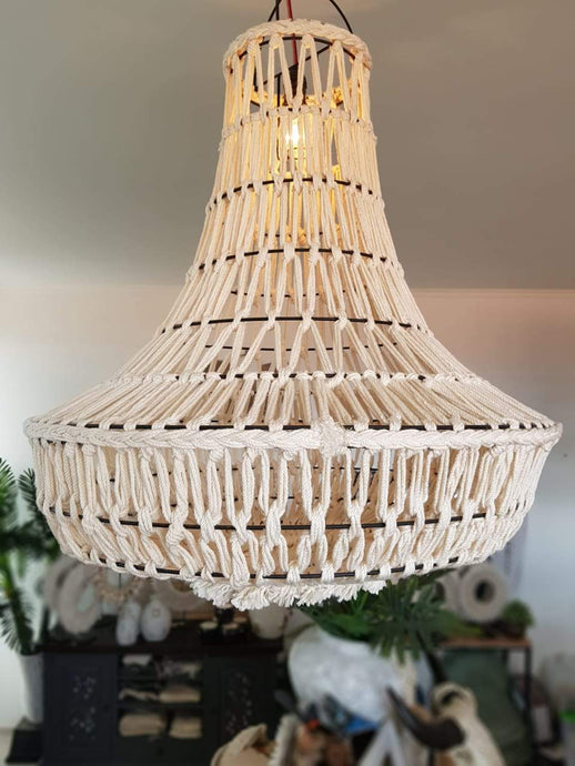 Bohemian Woven Macrame Lamp Shade Natural - bohemian-beach-house