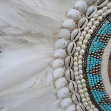 Load image into Gallery viewer, Large Beaded Tribal Shells with Feathers Necklace &amp; Stand - bohemian-beach-house
