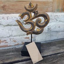 Load image into Gallery viewer, Hand Carved Wooden OHM Sign

