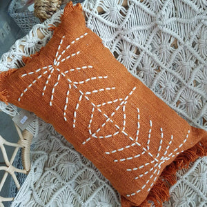 Lumbar Cushion Arrow Stitch Orange - bohemian-beach-house