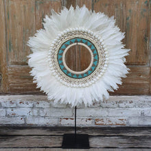 Charger l&#39;image dans la galerie, Large Beaded Tribal Shells with Feathers Necklace &amp; Stand - bohemian-beach-house
