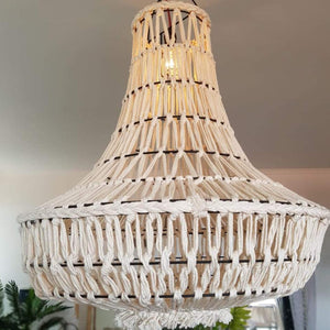 Bohemian Woven Macrame Lamp Shade Natural - bohemian-beach-house