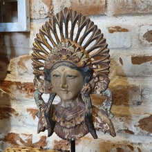 Laden Sie das Bild in den Galerie-Viewer, Hand carved Balinese Dancer Masks on a stand
