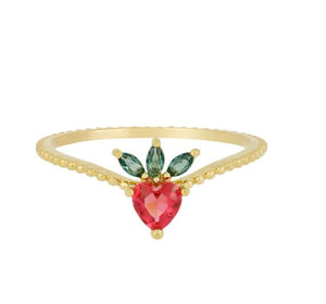 Prettiest Strawberry Ring in Gold