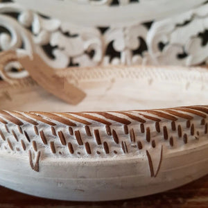 Set of 3 Hand Carved Bowls in White Wash
