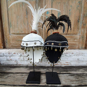 Tribal Feather War Bonnet Hat White - bohemian-beach-house