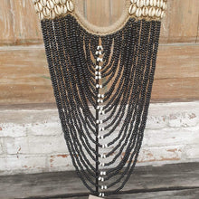 Laden Sie das Bild in den Galerie-Viewer, Beaded strands &amp;  Cowrie Shell Necklace Decor with stand Black - bohemian-beach-house
