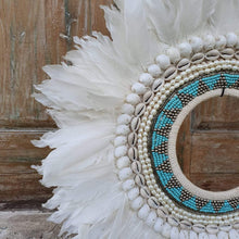 Charger l&#39;image dans la galerie, Large Beaded Tribal Shells with Feathers Necklace &amp; Stand - bohemian-beach-house
