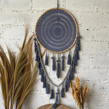 Load image into Gallery viewer, Dream Catcher Macrame with Tassels in Navy Medium
