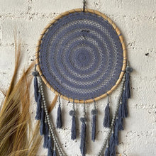 Load image into Gallery viewer, Dream Catcher Macrame with Tassels in Navy Medium
