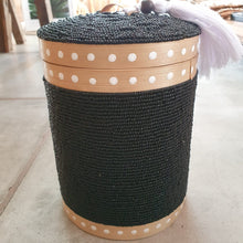 Load image into Gallery viewer, Round Beaded Medium Storage Boxes Bamboo in Black
