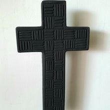 Charger l&#39;image dans la galerie, Hand Carved Wooden Cross in Black Tribal
