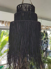 Charger l&#39;image dans la galerie, Natural Grass Round Shape Lamp Shades Black - bohemian-beach-house
