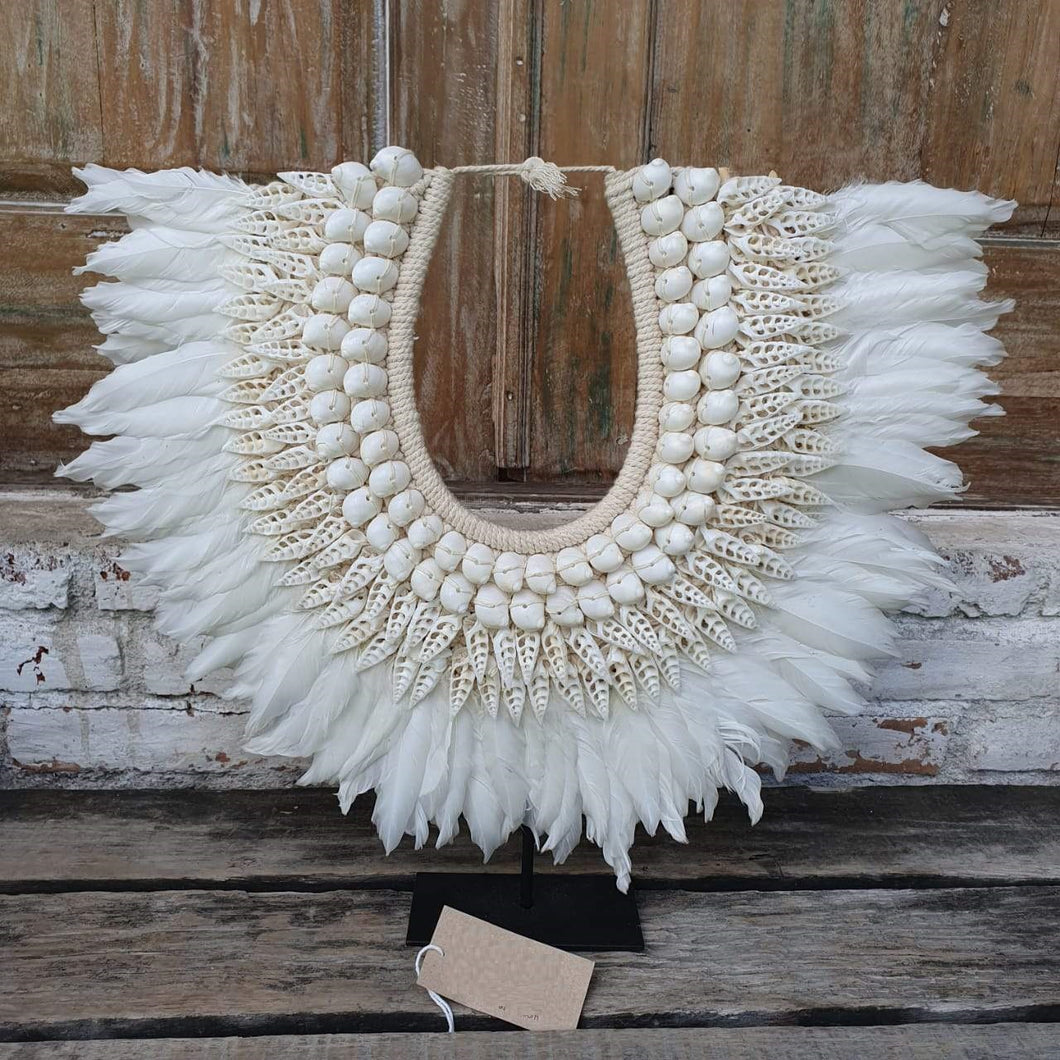Medium Tribal Papua Necklace Stand White - bohemian-beach-house