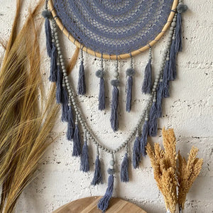 Dream Catcher Macrame with Tassels in Navy Large