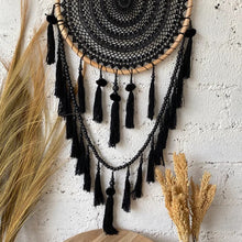 Load image into Gallery viewer, Dream Catcher Macrame with Tassels in Black Large
