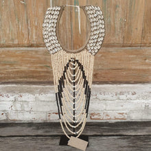 Charger l&#39;image dans la galerie, Beaded strands &amp;  Cowrie Shell Necklace Decor with stand Black and Natural - bohemian-beach-house
