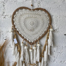 Load image into Gallery viewer, Heart Dream Catcher Macrame with Tassels in White Medium
