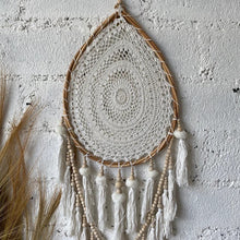 Load image into Gallery viewer, Moon Drop Dream Catcher Macrame with Tassels in White Large
